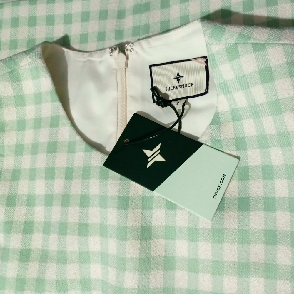 NWT Tuckernuck Julep Gingham Sconset Dress Size Small In Green Gingham - Picture 4 of 11